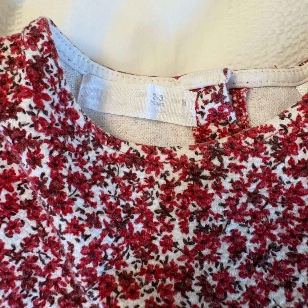 Zara Girls Red Floral Long-Sleeve Dress
